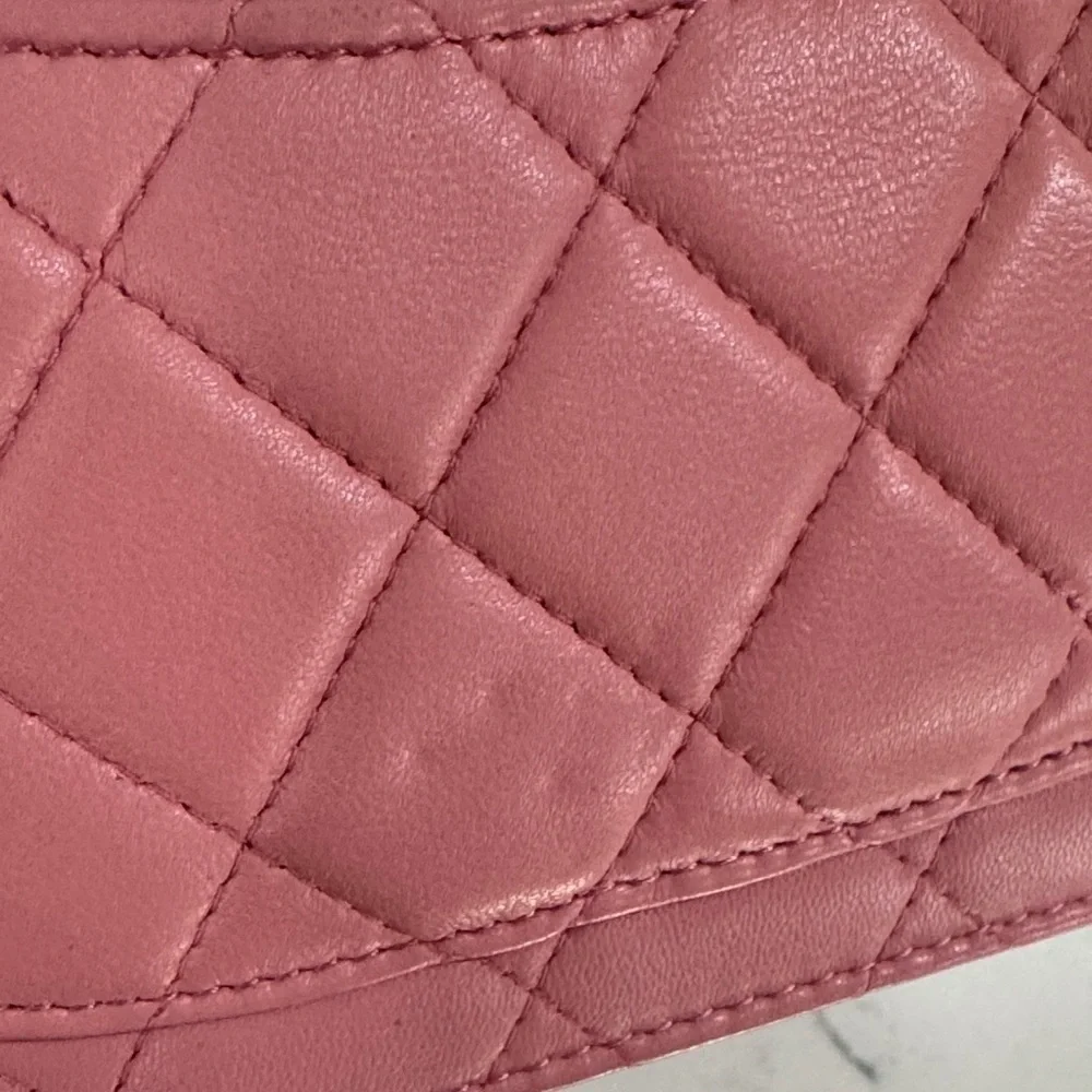 Chanel Pink Quilted Leather Wallet